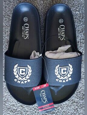 Chaps Men's Stowe Slide Sandals – Size 10 (Black/White)